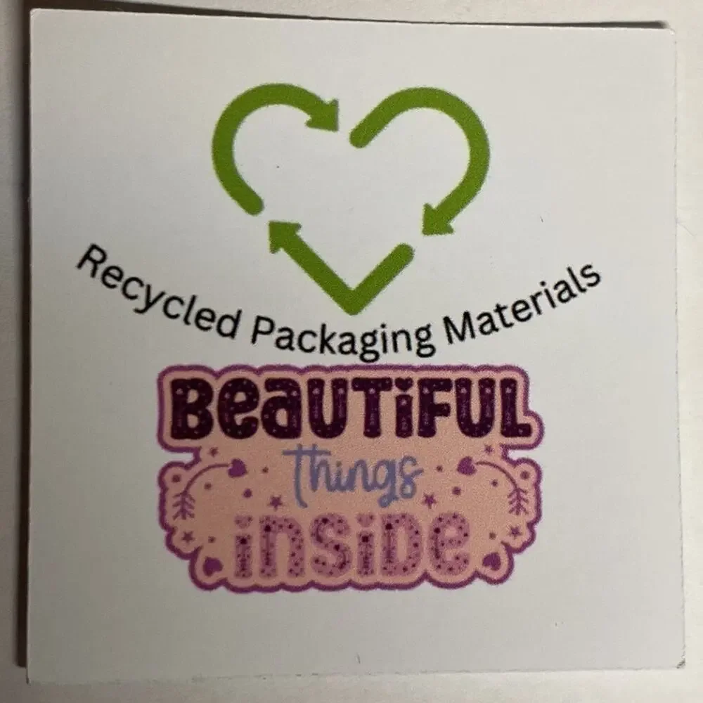 Recycled Packing Materials Stickers Beautiful Things Inside 2x2